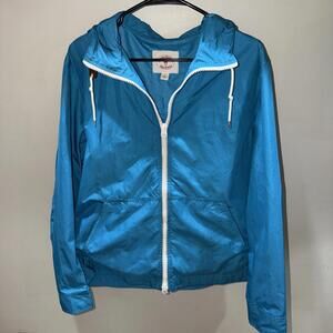 Brooks Brothers Jacket L  Blue Hooded Windbreaker Raincoat